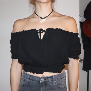 Brandy Melville Black Off-the-Shoulder Top